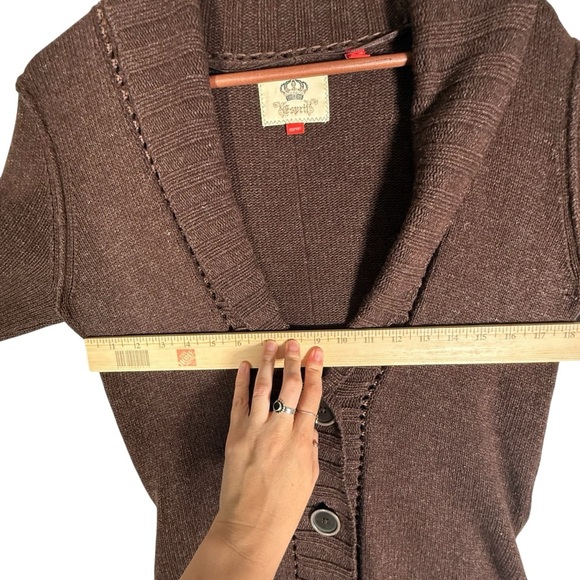 Esprit Y2K Merino Wool Blend Shawl Collar Cardigan Belted Brown M - Picture 6 of 14
